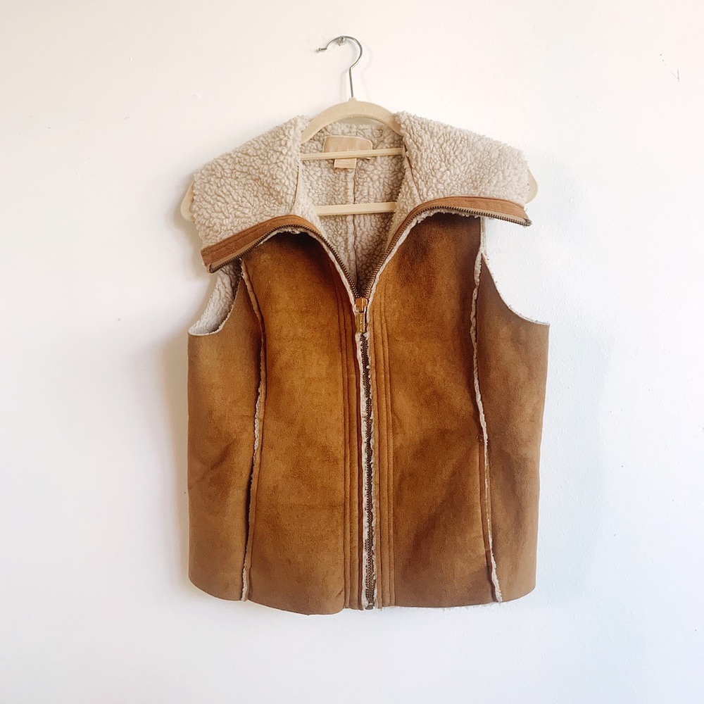Michael Kors faux suede and faux wool vest size M